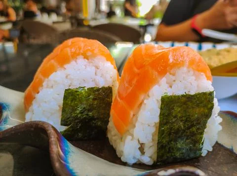 Closeup on a dish of sushi Stock Photos