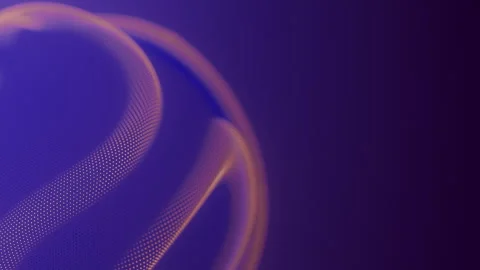 Closeup on distortion waves on abstract sphere of particles loop. Digital data Stock Footage 337933781