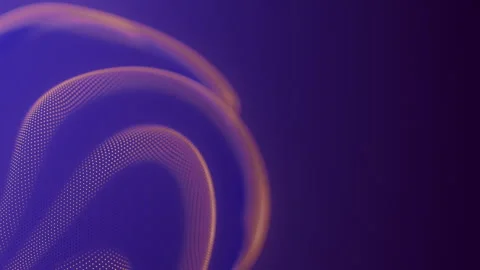 Closeup on distortion waves on abstract sphere of particles loop. Digital data Stock Footage 338066047