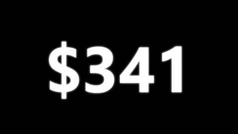 Closeup of dollar sign with 147 in bold white on black background Stock Footage 326665266