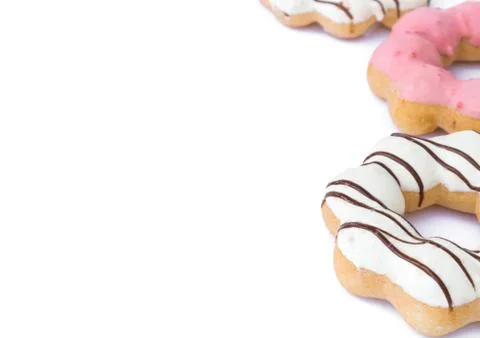 Closeup donuts on white background Stock Photos