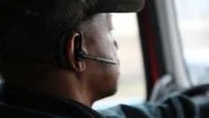 Closeup Of Driver Of Tractor Trailer Stock Footage