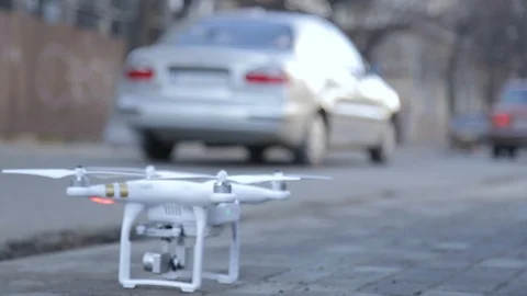 Closeup of a drone about to take off Stock Footage 88154883