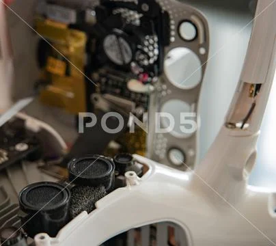 Closeup of drones interior. White casing. Stock Photos