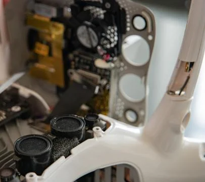 Closeup of drones interior. White casing. Stock Photos