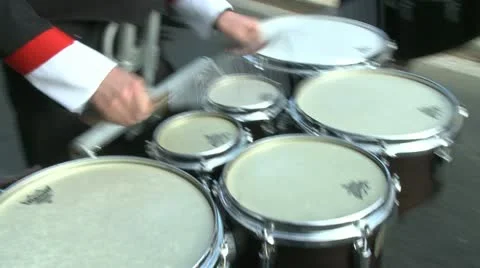 Closeup of drummers in marching band Stock Footage 10839009
