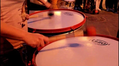 Closeup of drums at night on holiday Stock Footage 101786686