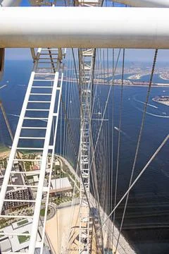 Closeup of Dubai Eye structure and cables Foto stock