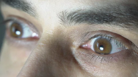 Closeup of eastern man's eyes expressing surprise Stock Footage 107375852