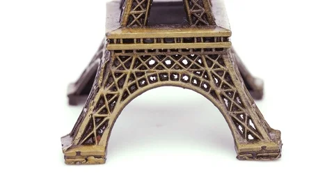 Closeup Eiffel tower souvenir rotating seamless or loop on white 4k footage.	 Stock Footage 116590146