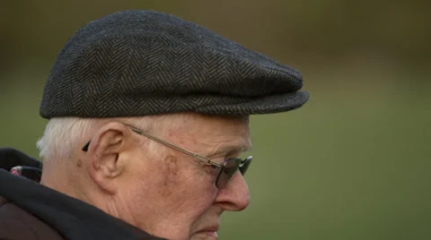 Closeup of Elderly Mans face with hat Stock Footage 37345305