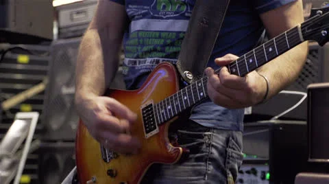 Closeup of electric guitar Video stock 22679570