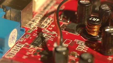 Closeup on electronic capacitors Stock Footage 60056304