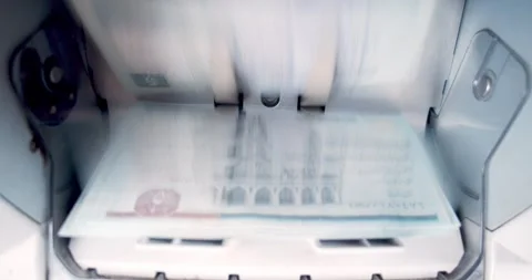 Closeup of Electronic Cash Counting Machine for Egyptian Currency Notes Stock Footage 317922913