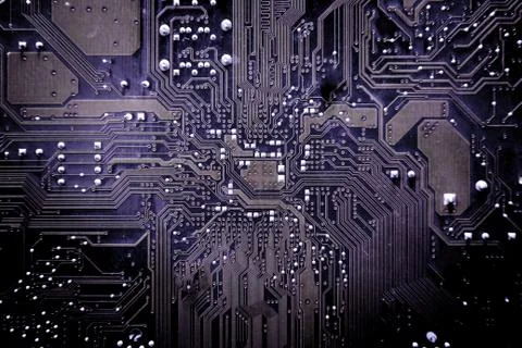 Closeup electronic circuit board background. Stock Photos