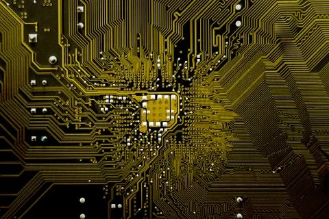 Closeup electronic circuit board background. Stock Photos