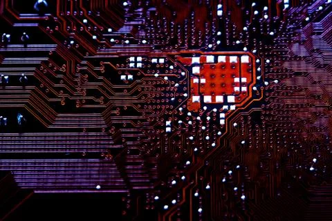 Closeup electronic circuit board background. Stock Photos
