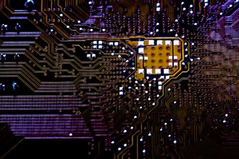 Closeup electronic circuit board background. Stock Photos