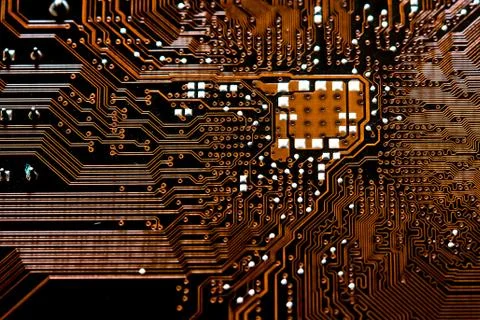 Closeup electronic circuit board background. Stock Photos