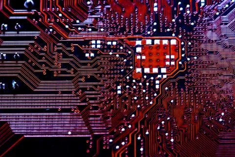 Closeup electronic circuit board background. Stock Photos