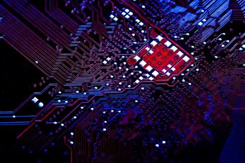 Closeup electronic circuit board background. Stock Photos