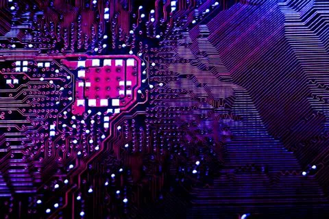 Closeup electronic circuit board background. Stock Photos