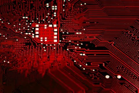 Closeup electronic circuit board background. Stock Photos