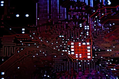 Closeup electronic circuit board background. Stock Photos
