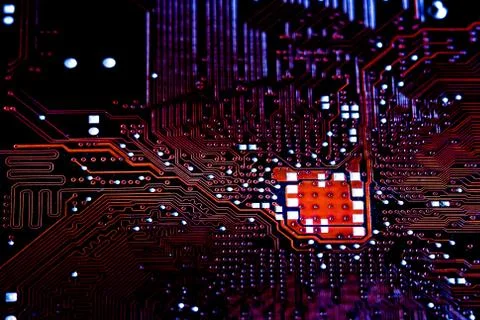 Closeup electronic circuit board background. Stock Photos