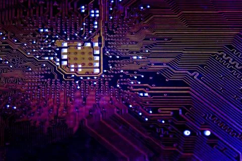 Closeup electronic circuit board background. Stock Photos