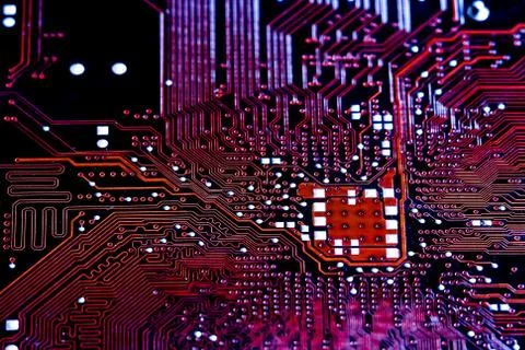 Closeup electronic circuit board background. Stock Photos