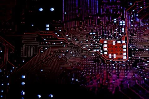 Closeup electronic circuit board background. Stock Photos