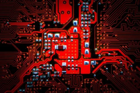 Closeup electronic circuit board background. Stock Photos