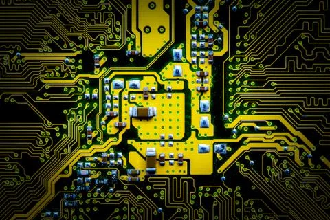 Closeup electronic circuit board background. Stock Photos
