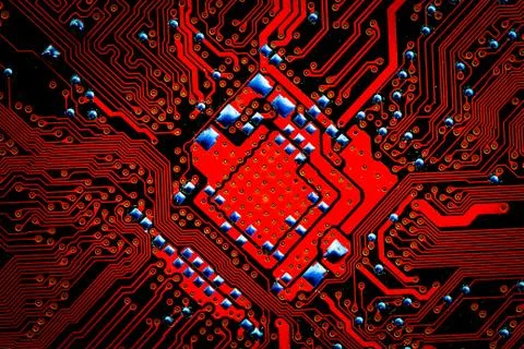 Closeup electronic circuit board background. Stock Photos