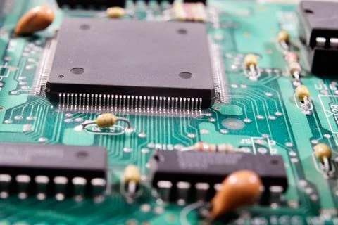 Closeup electronic circuit board Stock Photos