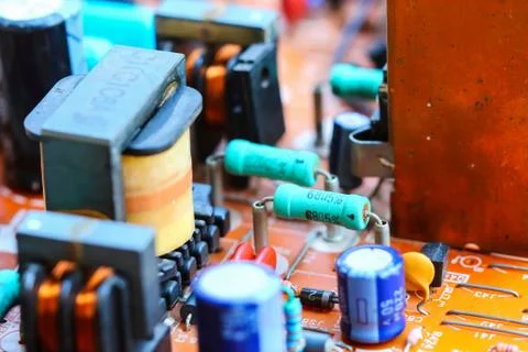 Closeup electronic circuit board Stock Photos