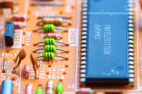 Closeup electronic circuit board Stock Photos