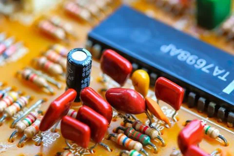 Closeup electronic circuit board Stock Photos
