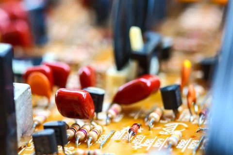 Closeup electronic circuit board Stock Photos