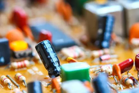 Closeup electronic circuit board Stock Photos