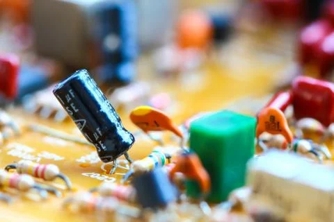 Closeup electronic circuit board Foto stock
