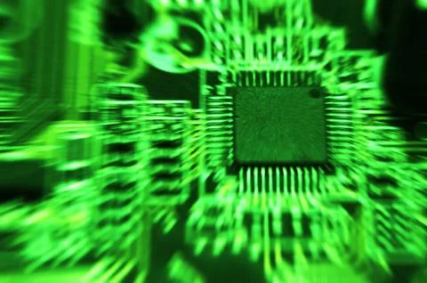 Closeup of electronic circuit board with processor 스톡 일러스트