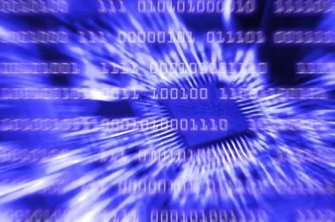 Closeup of electronic circuit board with processor Illustrazione stock