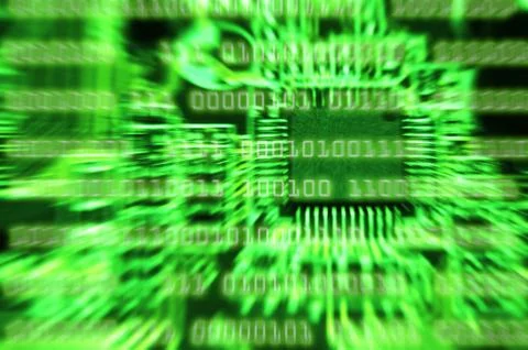 Closeup of electronic circuit board with processor イラスト素材