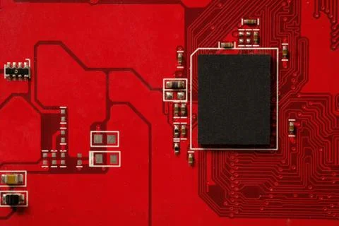 Closeup of electronic circuit board with processor Stock Photos
