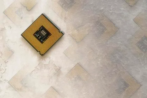 Closeup of an electronic circuit board with a processor. Stock Photos