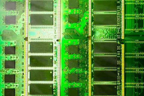 Closeup of an electronic circuit board with a processor. Foto stock