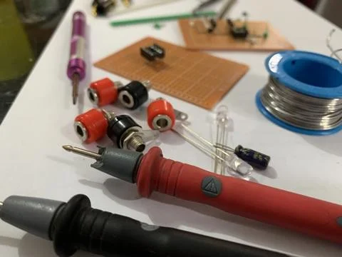 Closeup of electronic components. Stock Photos