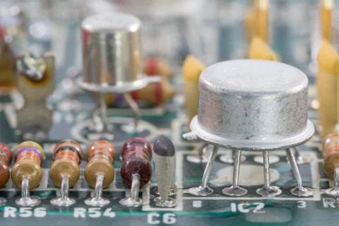 Closeup electronic hardware on the circuit board Stock Photos